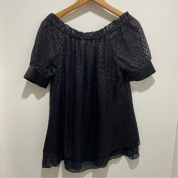 Diane Von Furstenberg Miki Silk Metallic Blouse Top Size 2 🌟 - Picture 5 of 6